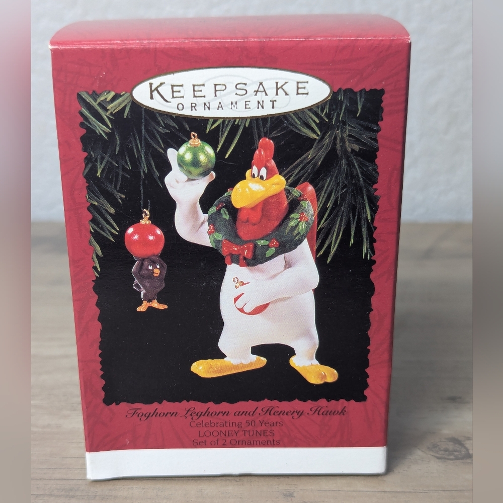 Vintage Foghorn, Leghorn and Henry Hawk, Looney Tunes, ornaments, 1996